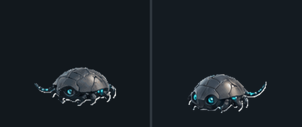 Tachyon before and after the sprite atlas repair